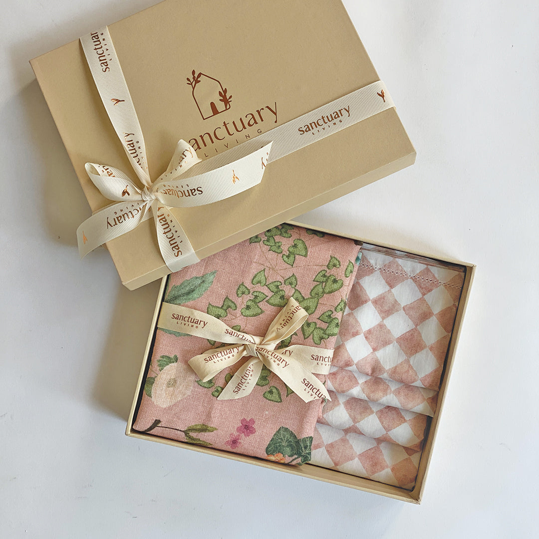 Valley Rose Gift Set-Linen Runner & Napkins SanctuaryLiving