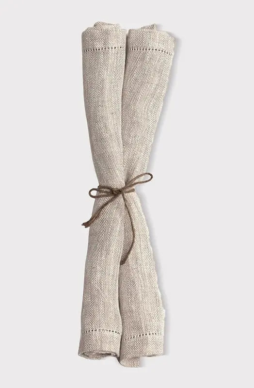 Hemstitch Oatmeal Linen Table Mats-Set of 2 SanctuaryLiving