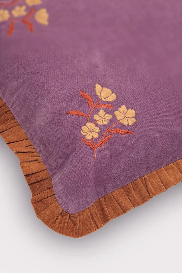 Sienna Lavender Embroidered Velvet Cushion Cover SanctuaryLiving