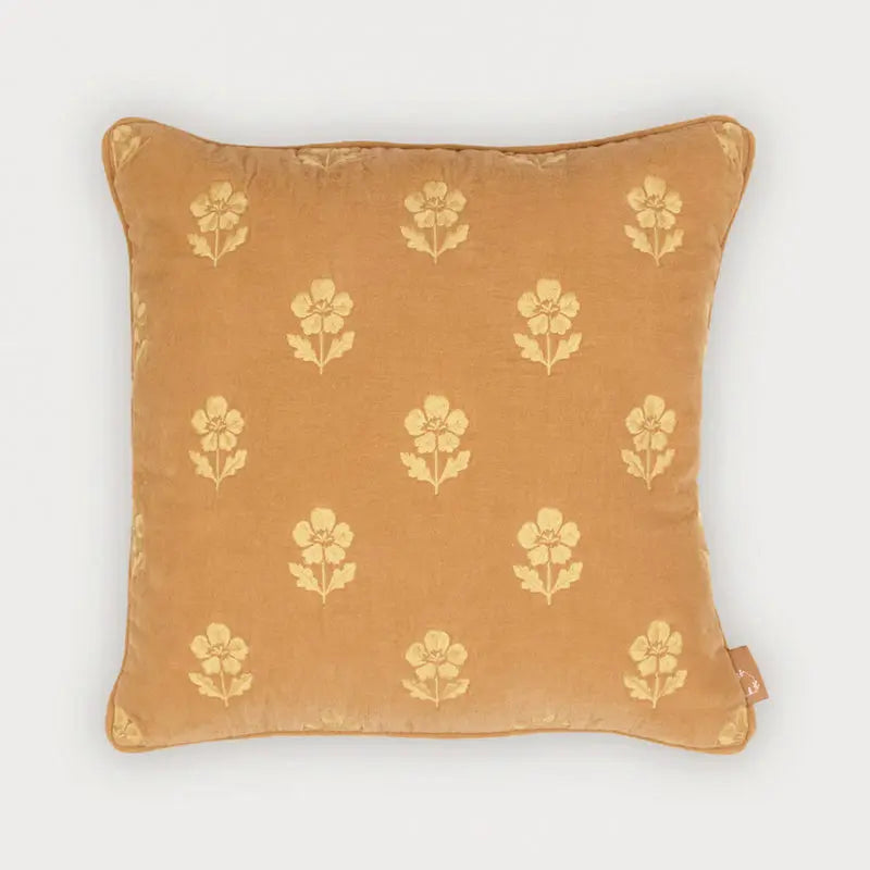 Lucia Amber Embroidered Velvet Cushion Cover SanctuaryLiving