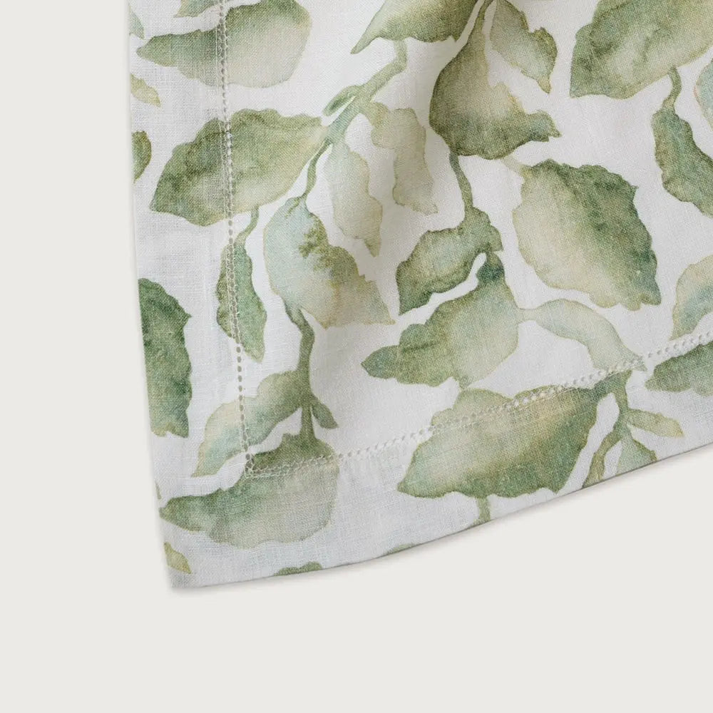 Cascade Green Linen Table Runner SanctuaryLiving