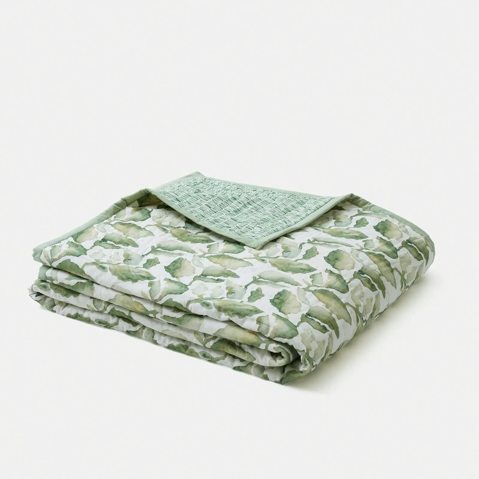 Speckle Green Kantha Cotton Quilt SanctuaryLiving