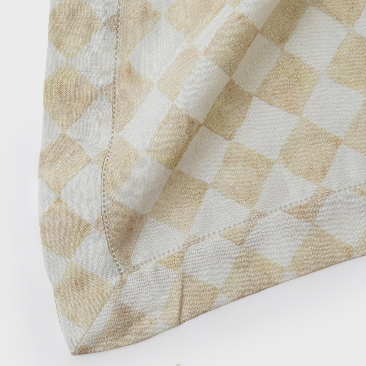 Checker Beige Linen Table Cover