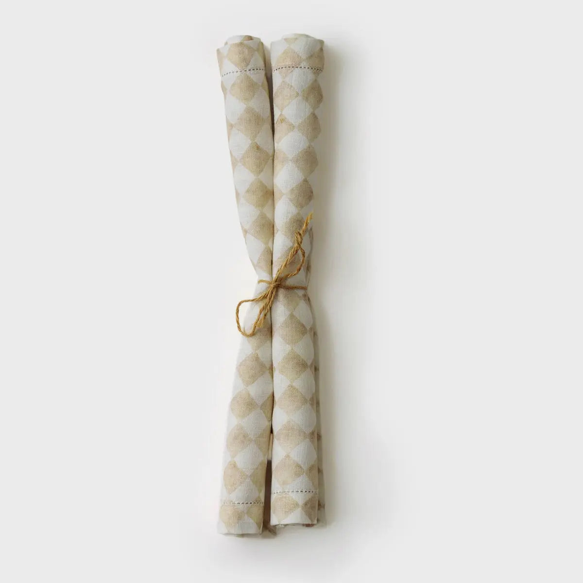 Checker Beige Linen Table Napkins-Set of 2 SanctuaryLiving