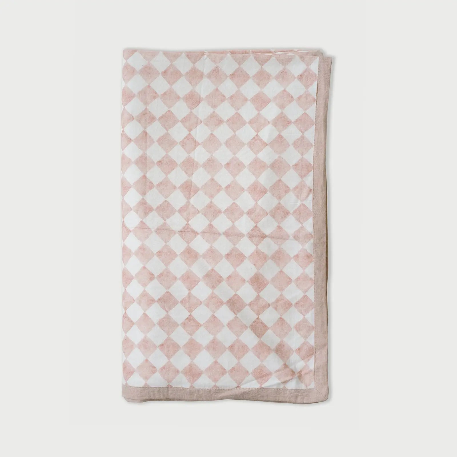 Checker Blush Linen Bedspread SanctuaryLiving