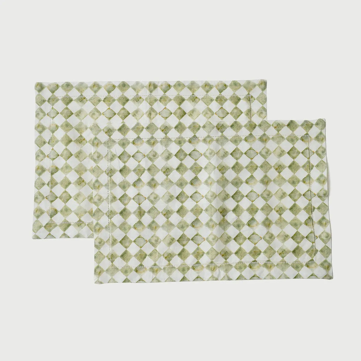 Checker Green Table Mats-Set of 2 SanctuaryLiving