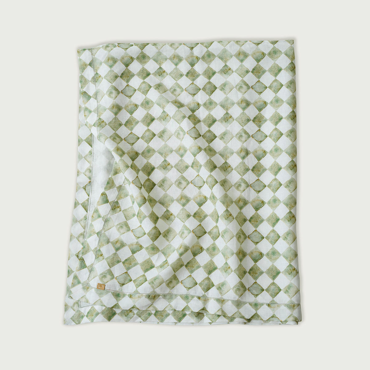 Checker Green Linen Table Cover