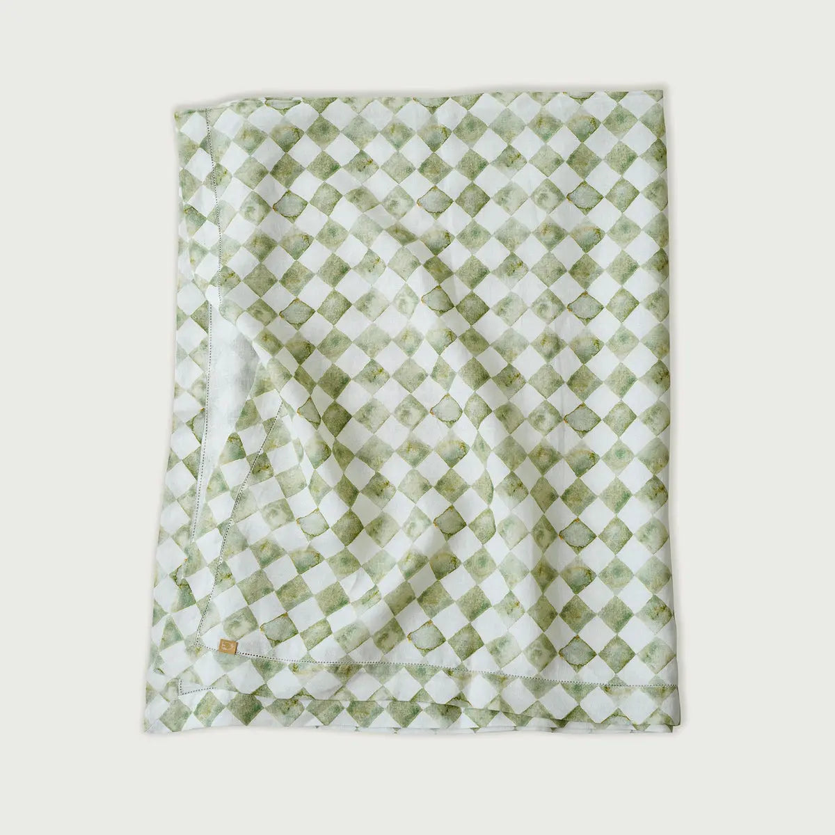Checker Green Linen Table Cover SanctuaryLiving