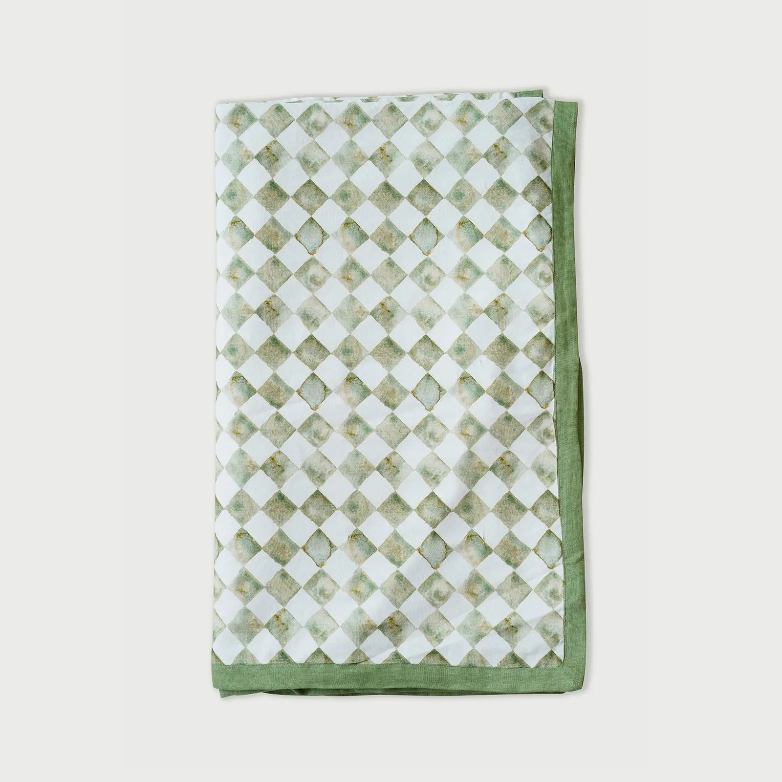 Checker Green Linen Bedspread SanctuaryLiving