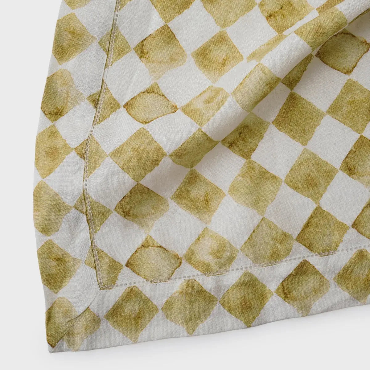 Checker Ochre Linen Table Cover SanctuaryLiving