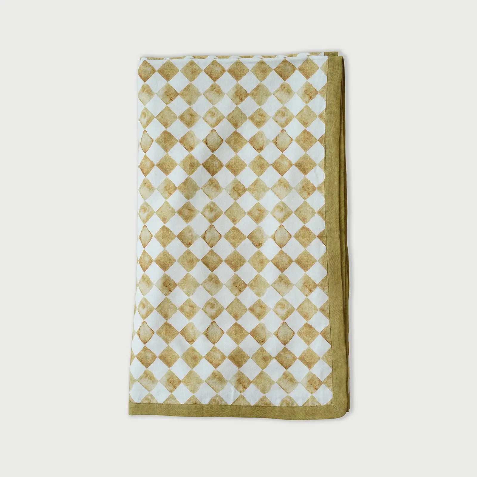 Checker Ochre Linen Bedspread SanctuaryLiving