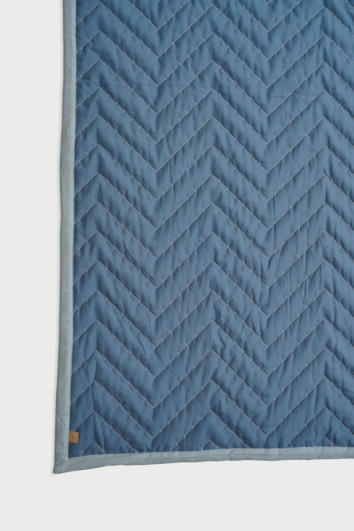 Chevron Blue Quilted Cotton Bedding Set