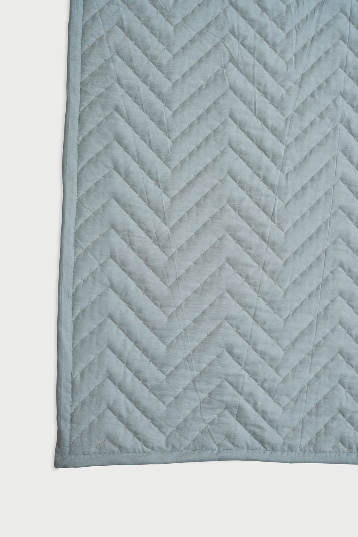 Chevron Blue Quilted Cotton Bedding Set