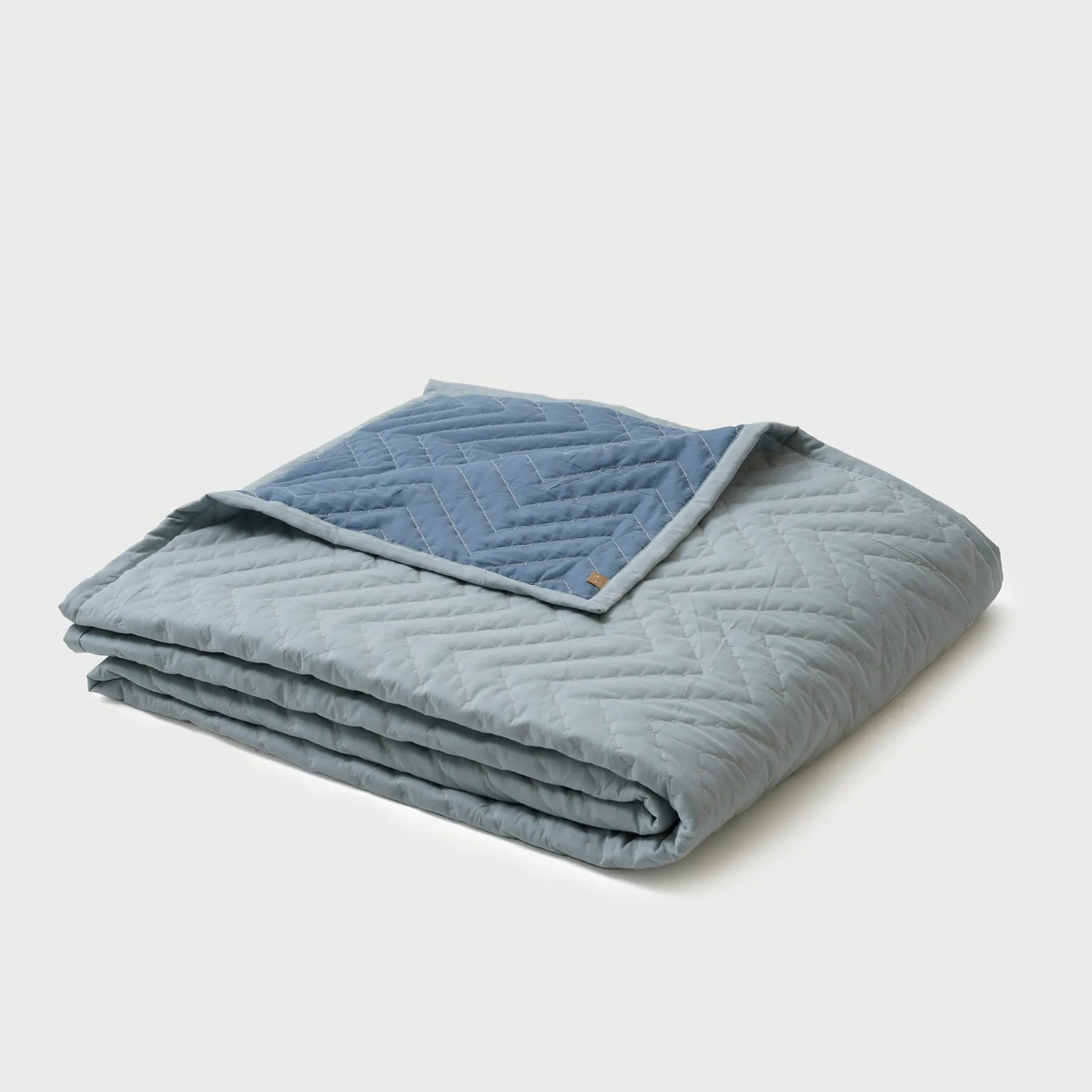 Chevron Blue Quilted Cotton Bedding Set SanctuaryLiving