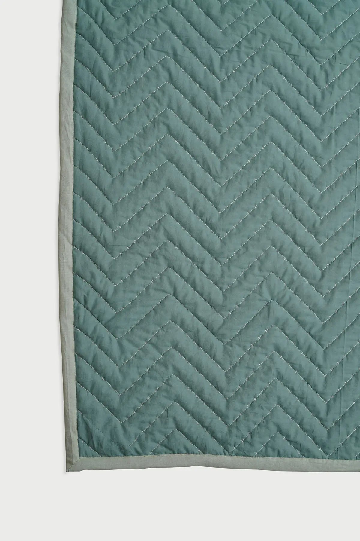 Chevron Green Quilted Cotton Bedding Set SanctuaryLiving