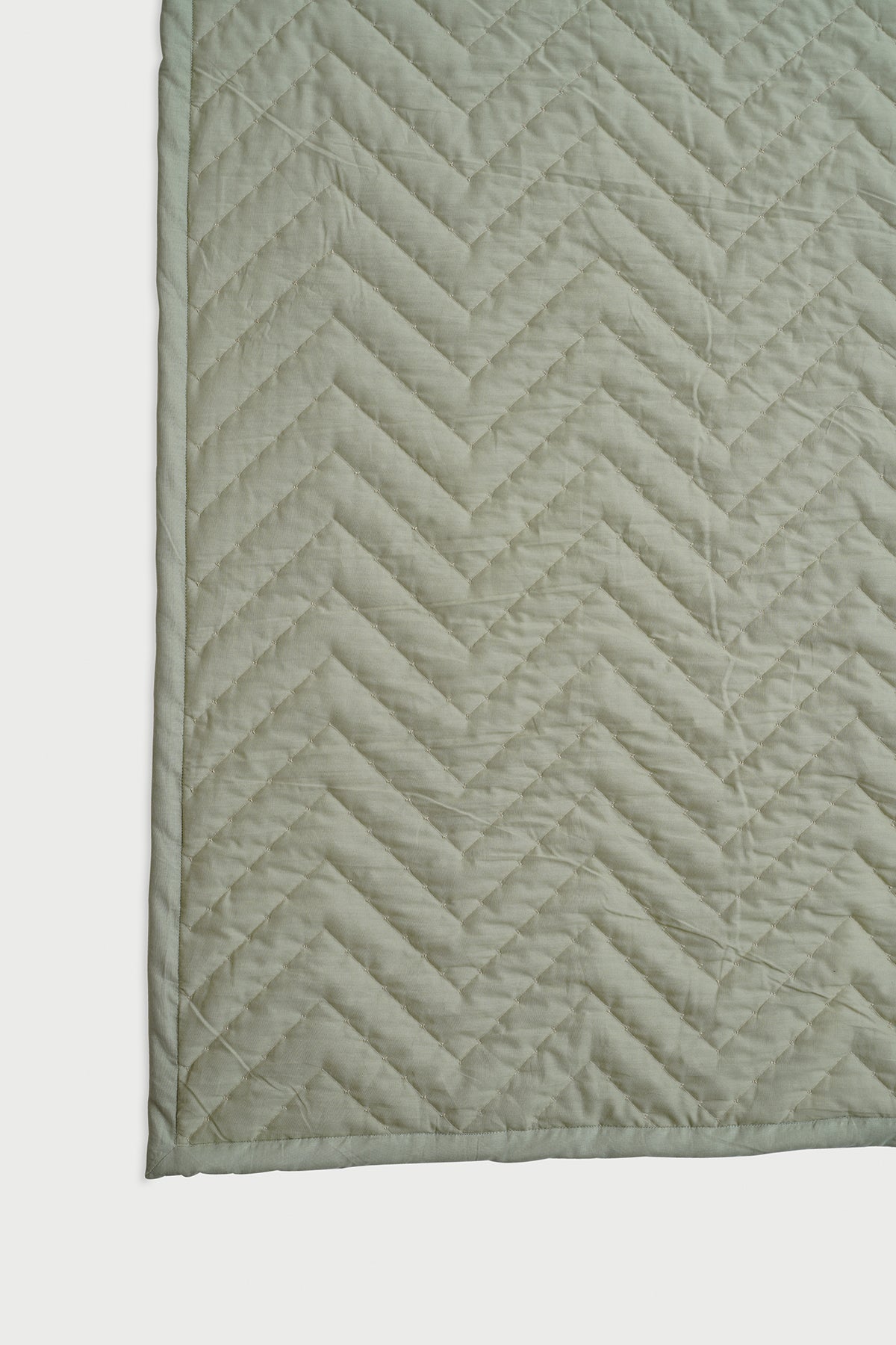 Chevron Green Quilted Cotton Bedding Set