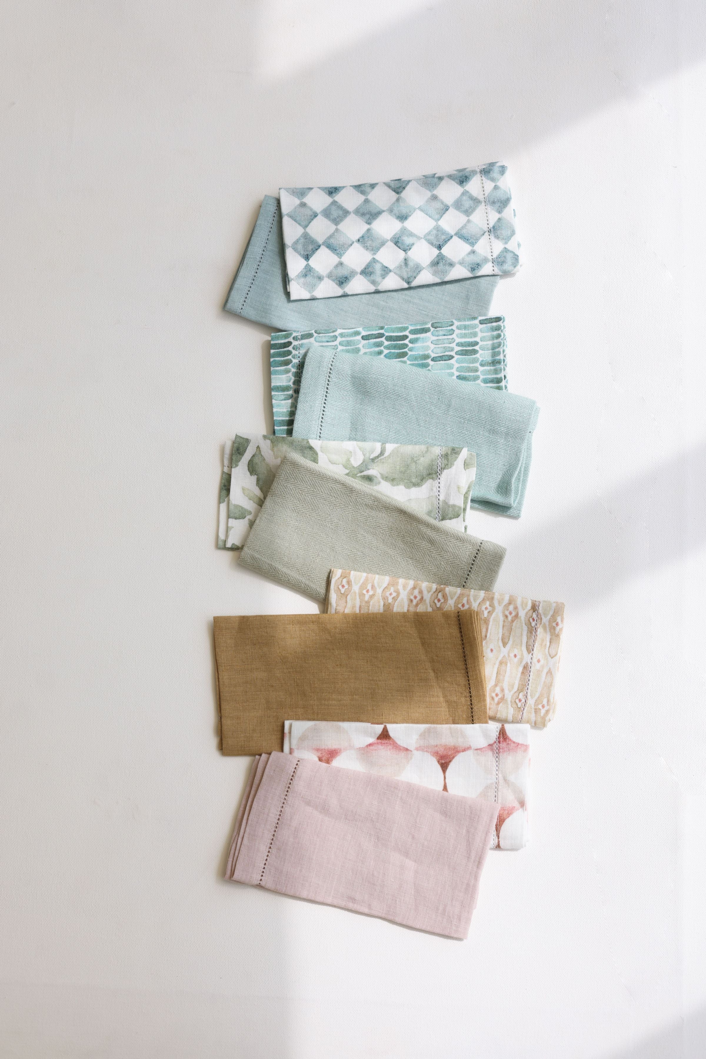 Linen Herringbone Sage Table Napkins | Set of 2