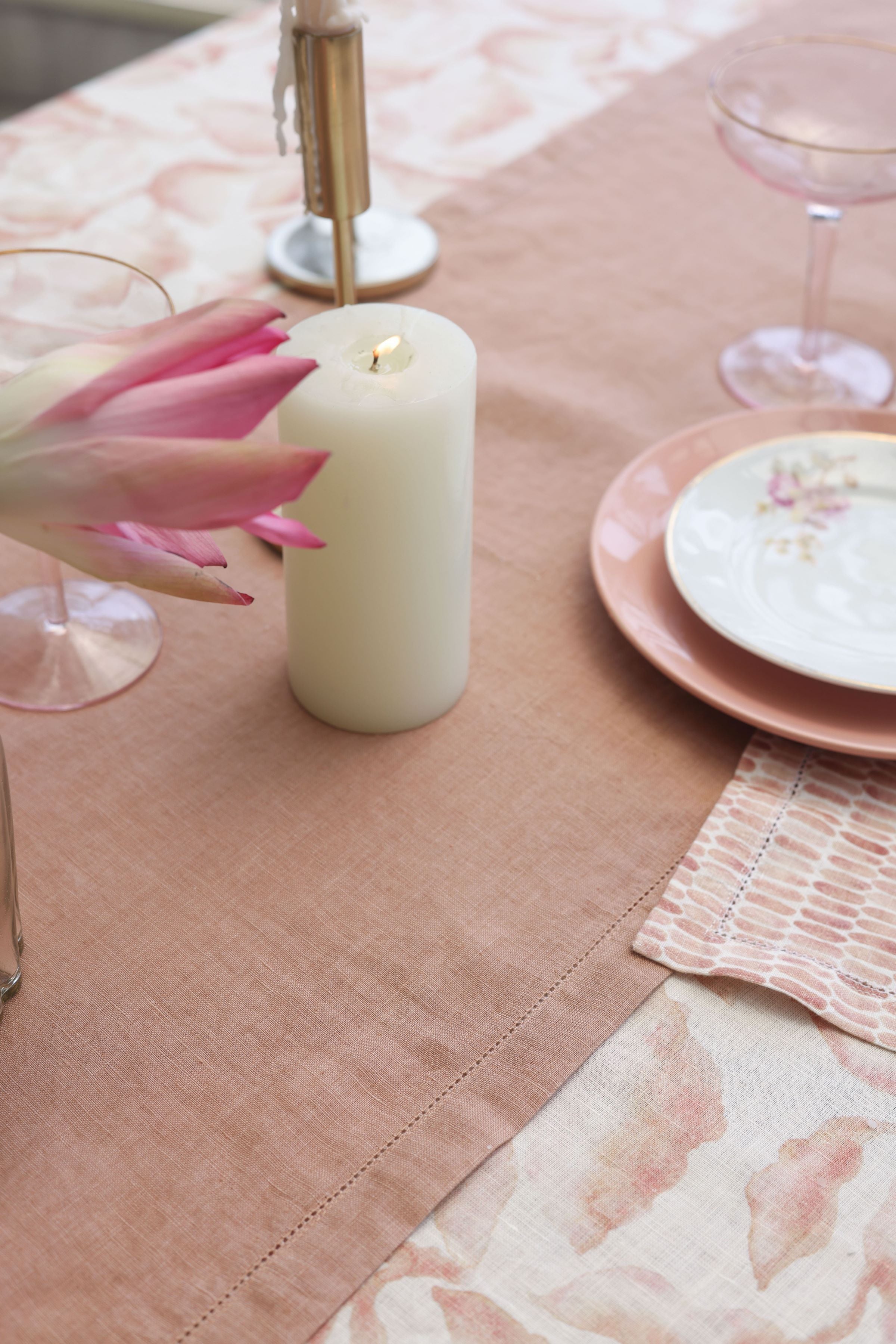 Rose Linen Table Runner