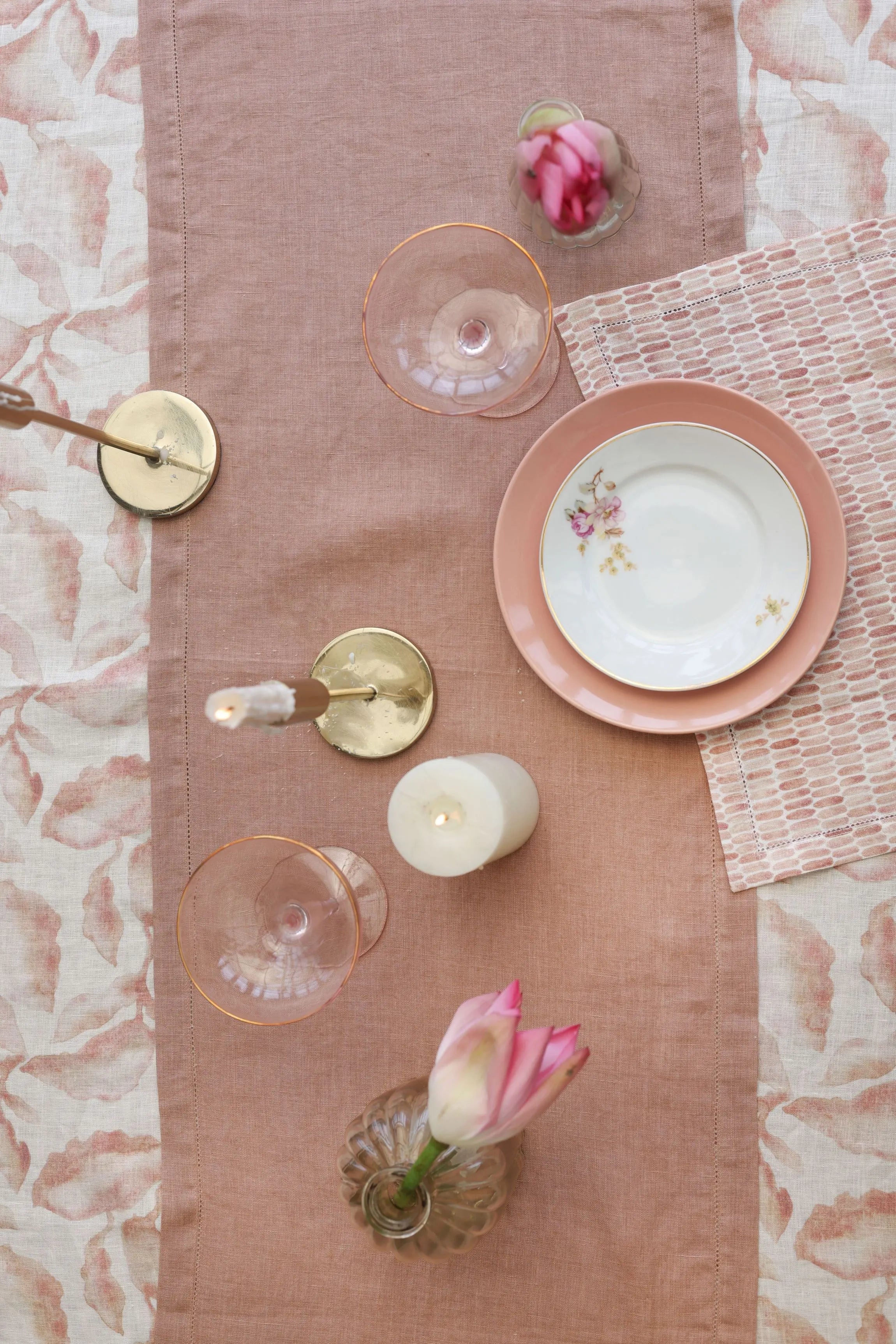 Rose Linen Table Runner SanctuaryLiving