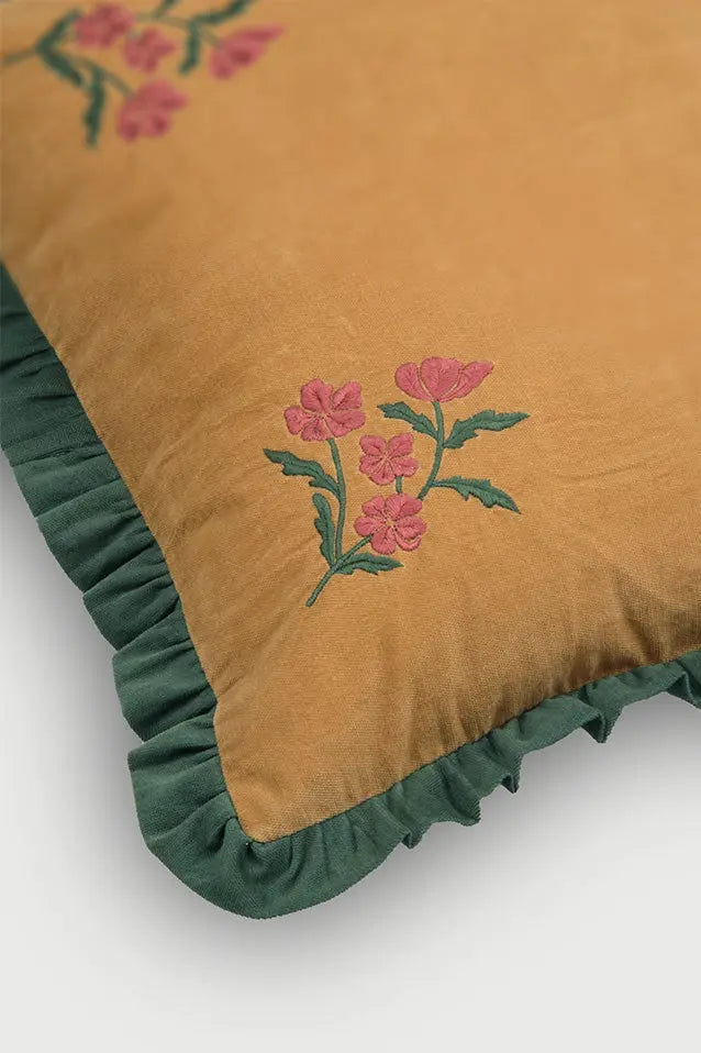 Sienna Amber Embroidered Velvet Cushion Cover SanctuaryLiving