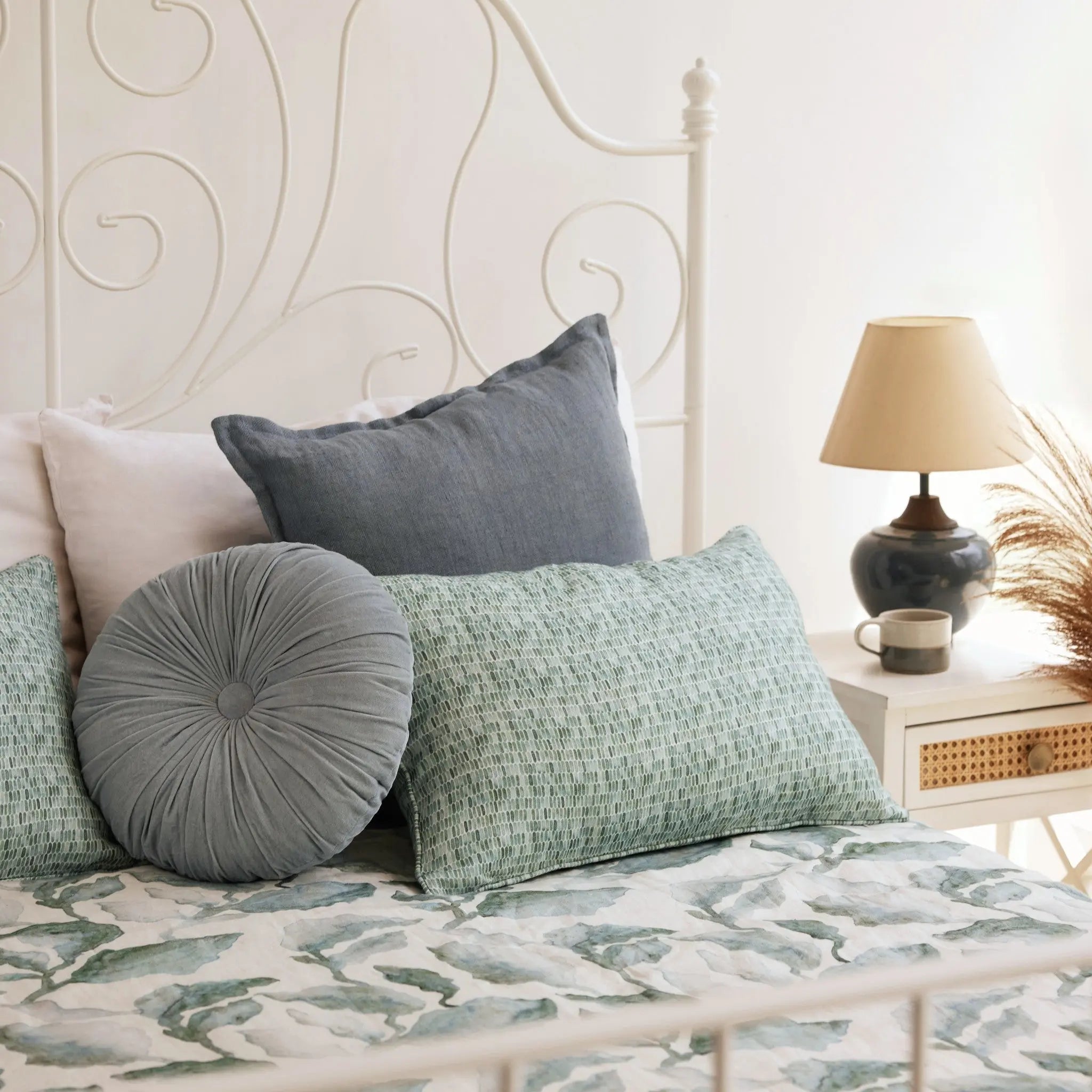 Cuddle Duck Egg Velvet Round Cushion SanctuaryLiving