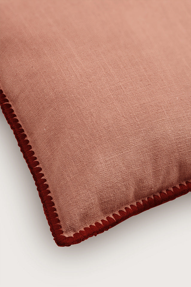 Sofia Dusty Rose Embroidered Cotton Cushion Cover