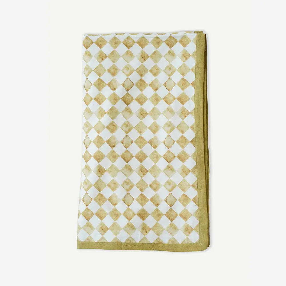 Checker Ochre Linen Bedspread SanctuaryLiving