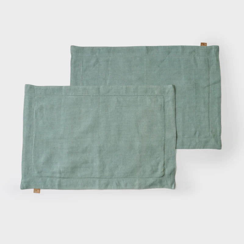 Linen Duck Egg Table Mats and Napkins Gift Set