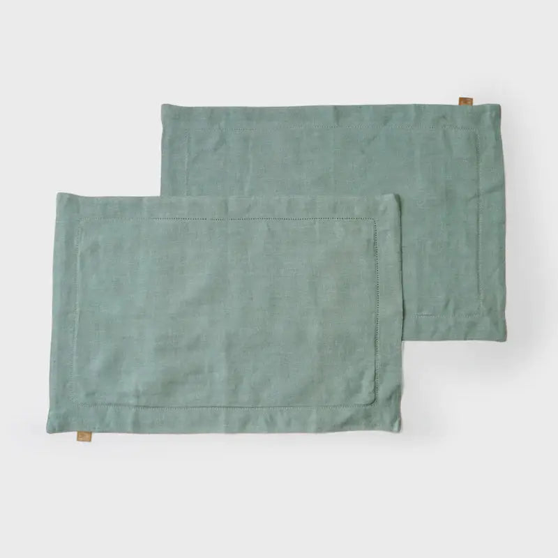 Linen Duck Egg Table Mats and Napkins Gift Set SanctuaryLiving