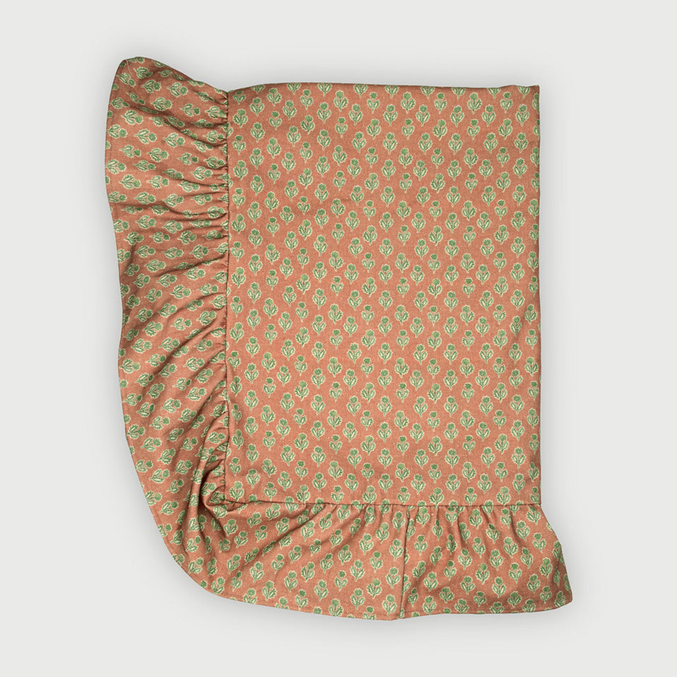 Viola Ruffle Terracotta Cotton Table Cover