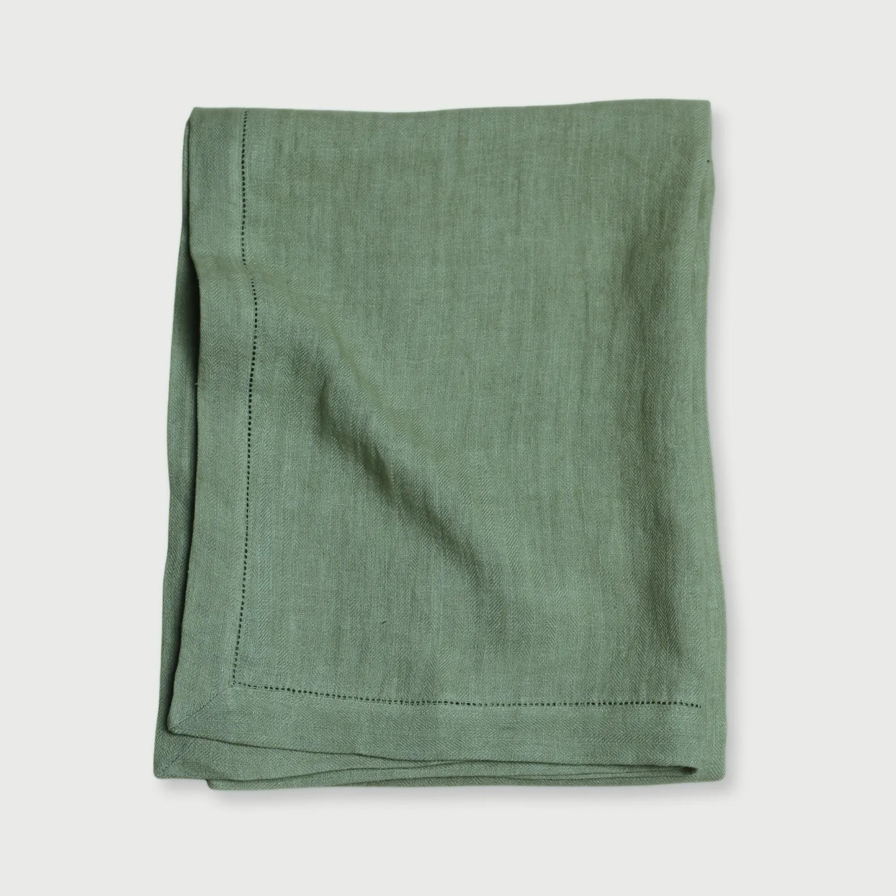 Eucalyptus Herringbone Linen Table Cover SanctuaryLiving