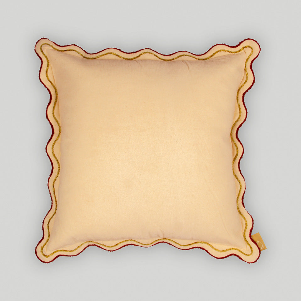 Aurora Scallop Oatmeal Embroidered Cushion Cover