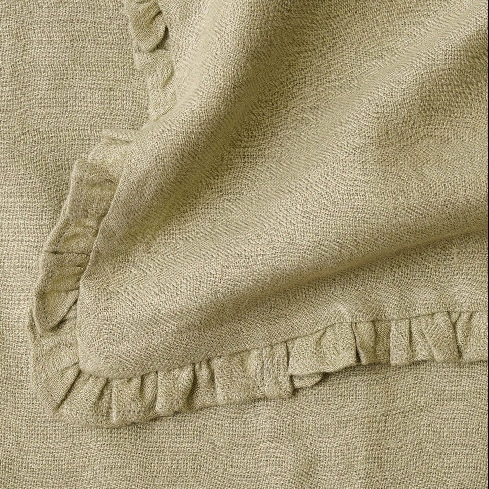 Herringbone Ruffle Sage Table Mats-Set of 2