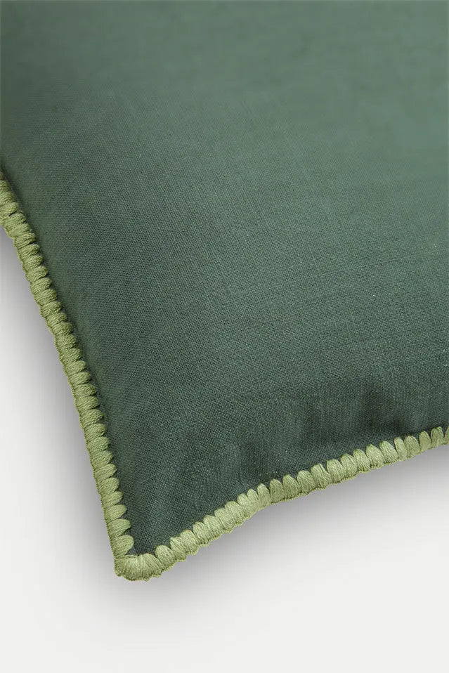 Sofia Eucalyptus Embroidered Cotton Cushion Cover SanctuaryLiving