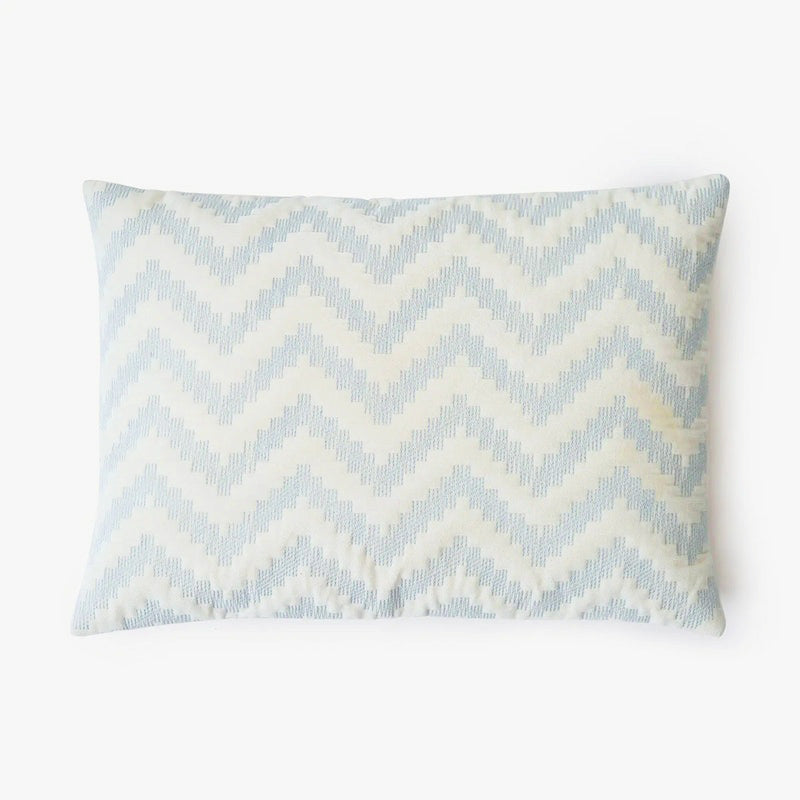 Chevron Blue Velvet Oblong Cushion Cover