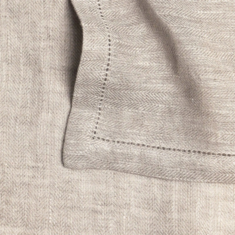 Hemstitch Oatmeal Linen Table Mats-Set of 2