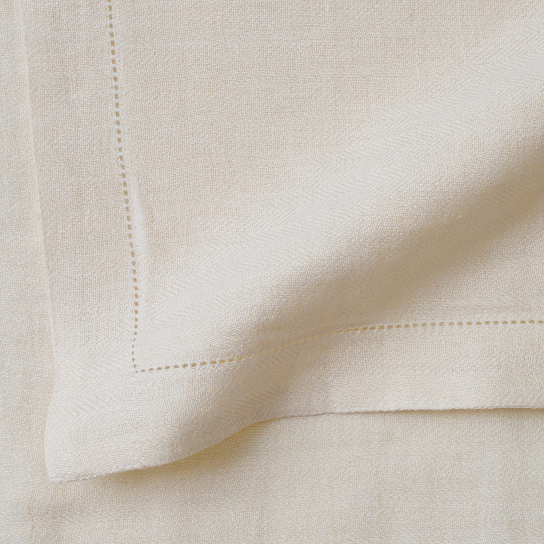 Hemstitch Ivory Linen Table Mats-Set of 2