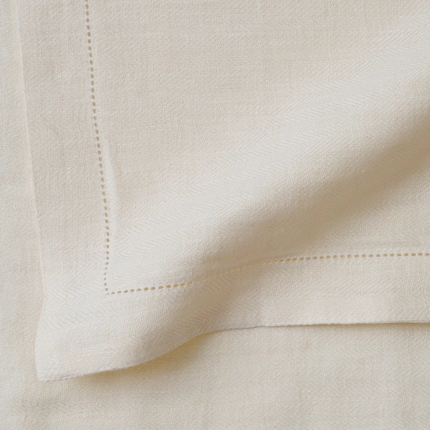Hemstitch Ivory Linen Table Mats-Set of 2 SanctuaryLiving