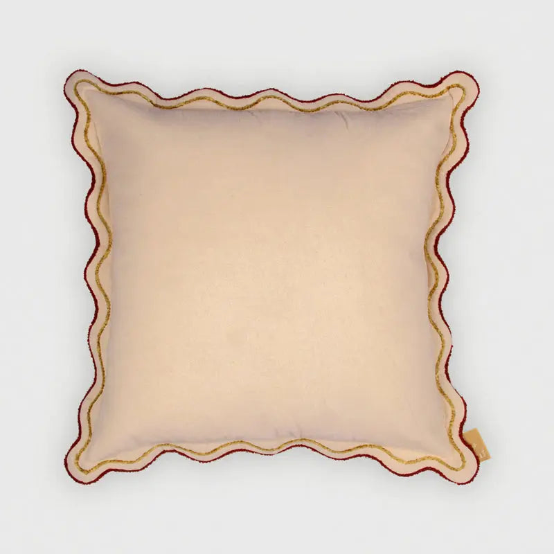 Aurora Scallop Oatmeal Embroidered Cushion Cover SanctuaryLiving