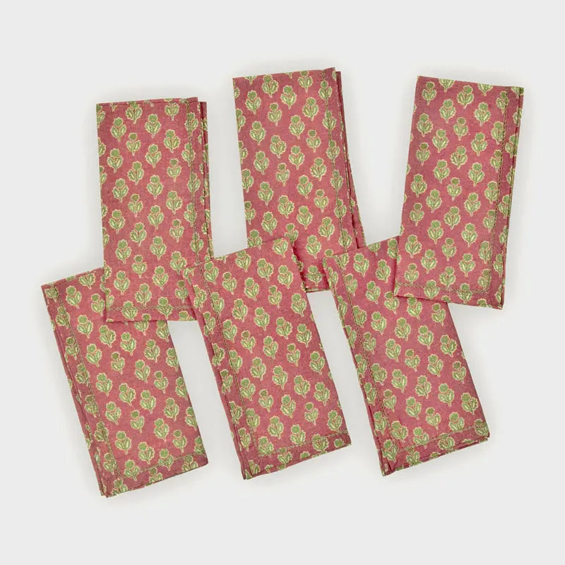 Viola Carmine Cotton Table Napkins-Set of 6 SanctuaryLiving