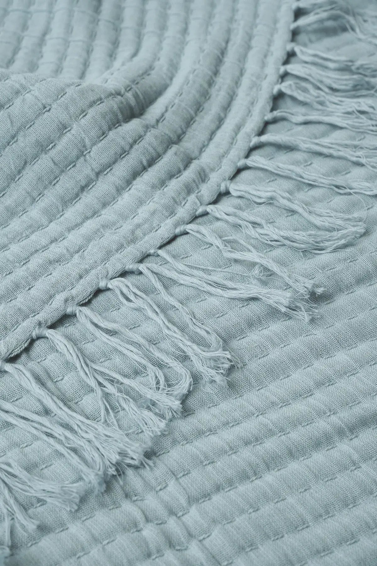 Trail Baby Blue Cotton Throw SanctuaryLiving