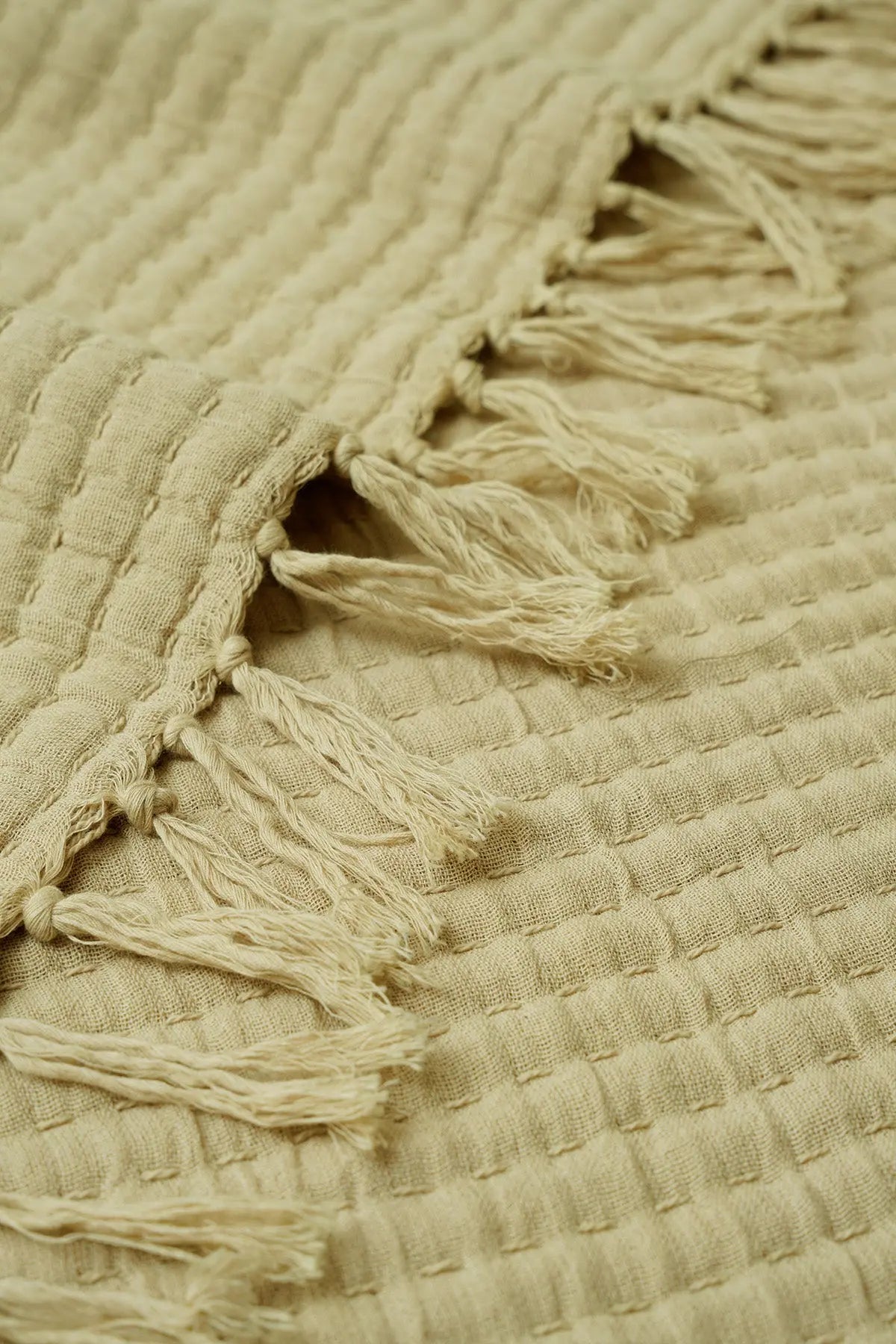 Trail Beige Cotton Throw SanctuaryLiving