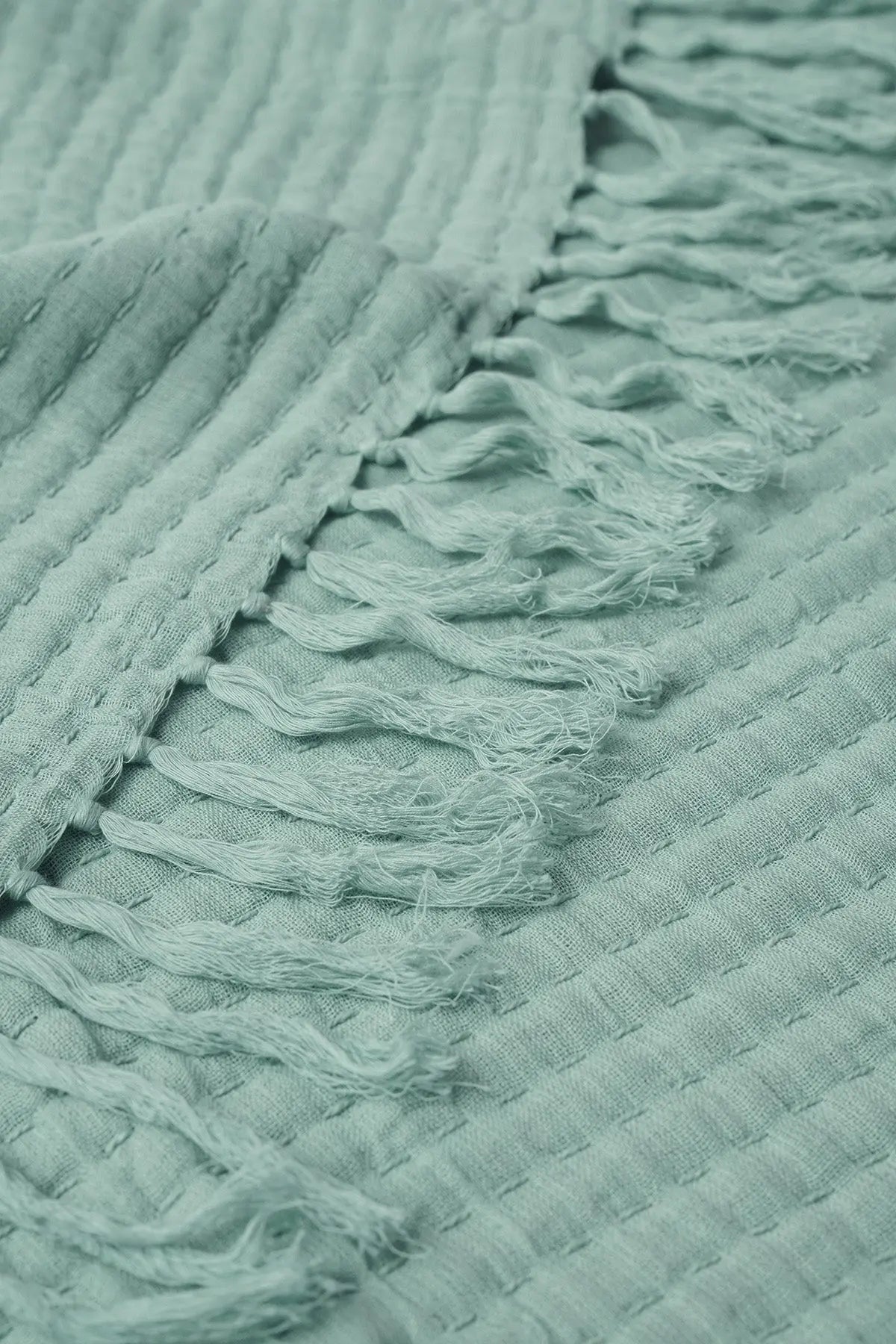 Trail Powder Blue Cotton Throw SanctuaryLiving