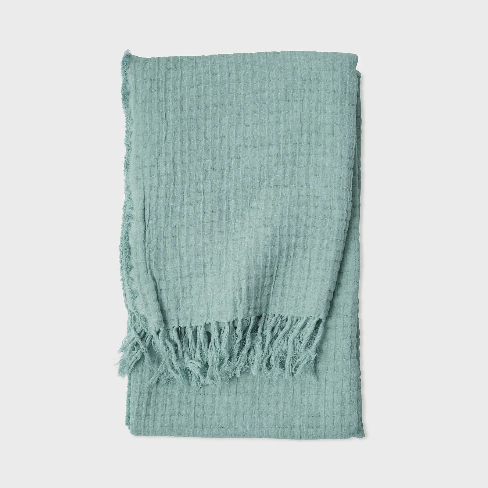 Trail Powder Blue Cotton Throw SanctuaryLiving