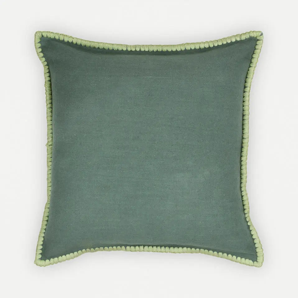 Sofia Eucalyptus Embroidered Cotton Cushion Cover SanctuaryLiving