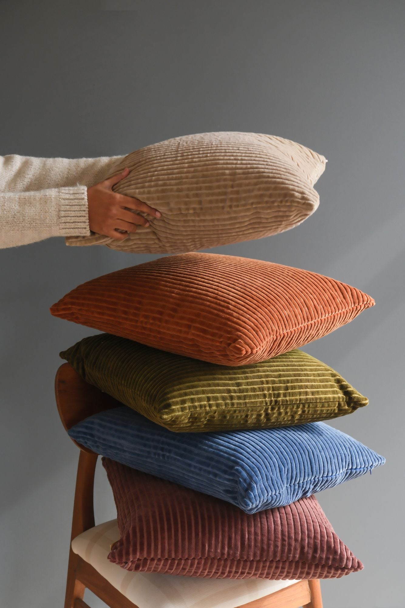 Luna Burnt Orange Velvet Cushion Cover