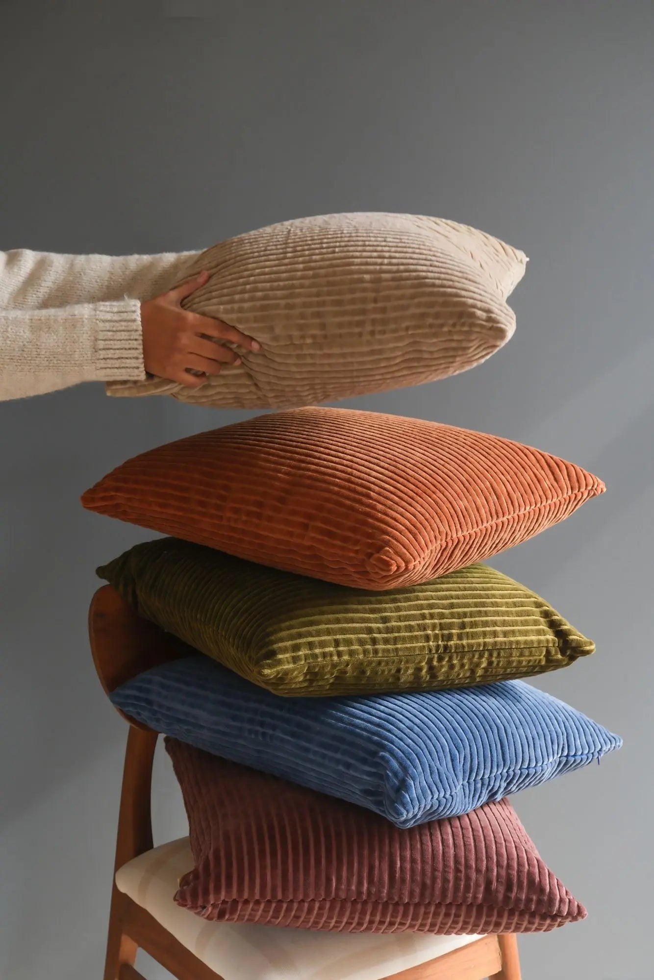 Luna Olive Oblong Velvet Cushion Cover SanctuaryLiving