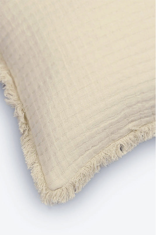 Trail Ivory Cotton Cushion Cover