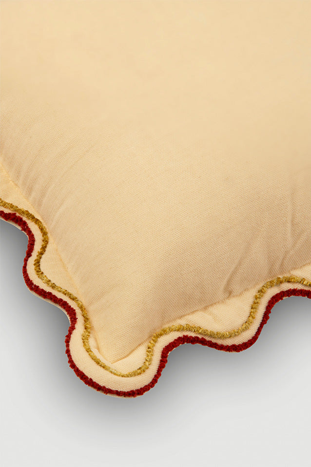 Aurora Scallop Oatmeal Embroidered Cushion Cover