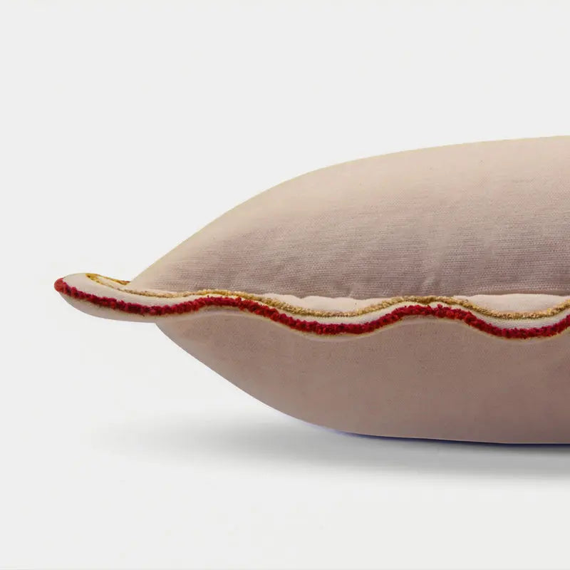 Aurora Scallop Oatmeal Embroidered Oblong Cushion Cover SanctuaryLiving